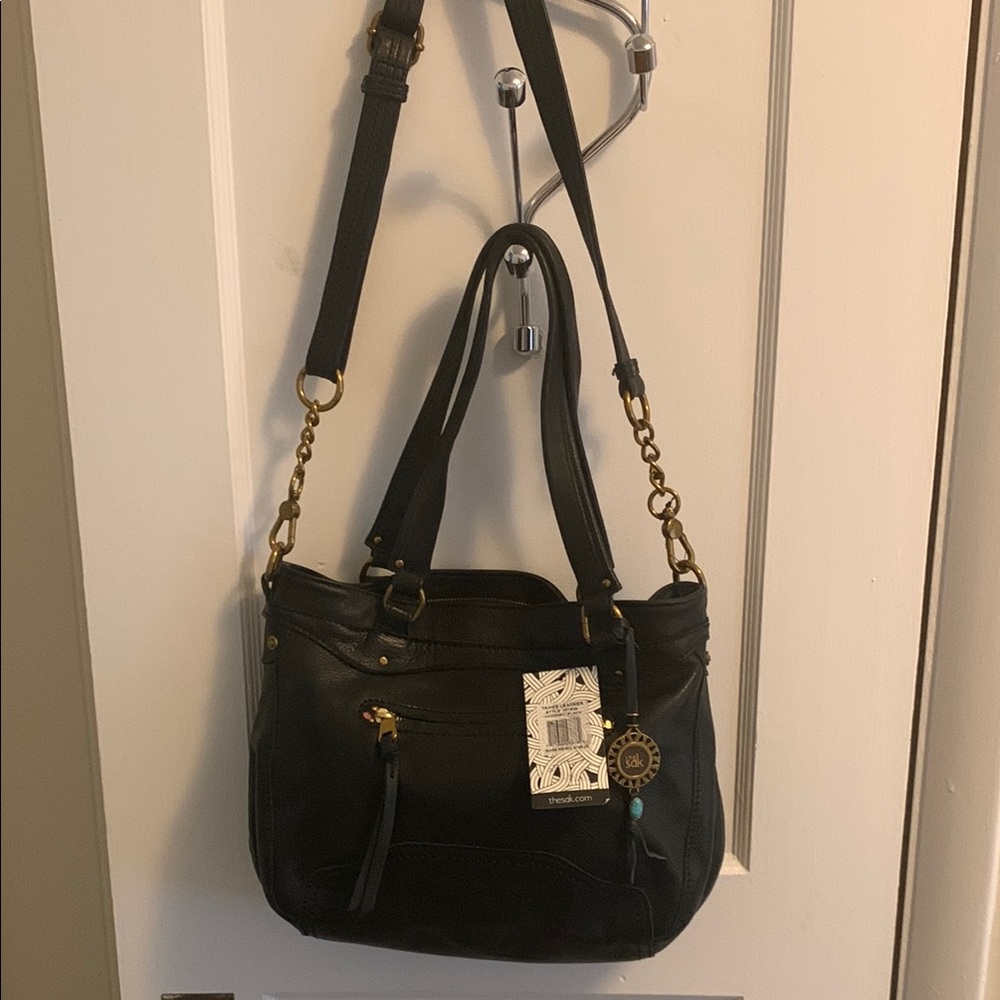 NWT Sac Black Leather Tahoe Shoulder Bag style #107938